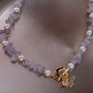 Pearl & Purple Jade Necklace (Choker)